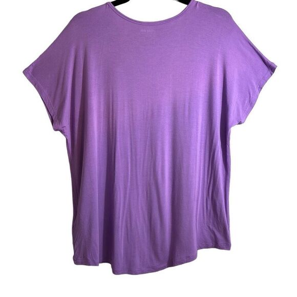Lands End purple tee scoop neck hem short sleeve L - Picture 2 of 8